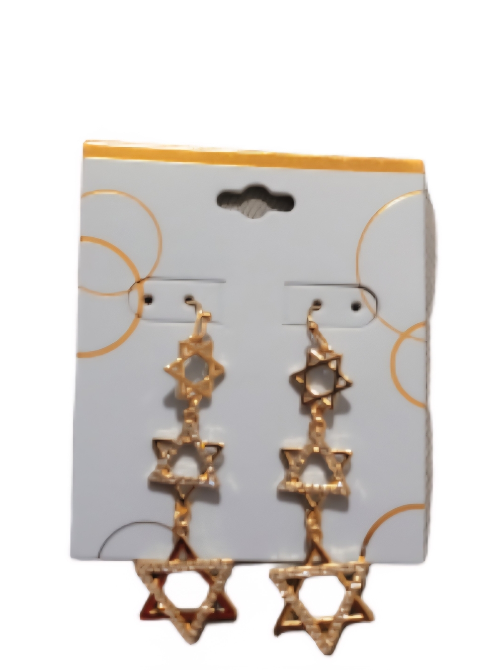 Gold-Tone Star of David Drop Earrings with Crystals - Women Jewelry - Picture 2 of 2